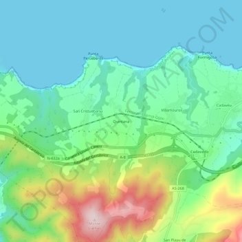Quintana topographic map, elevation, terrain