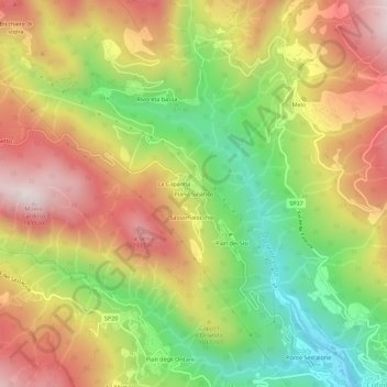 Piano Sinatico topographic map, elevation, terrain