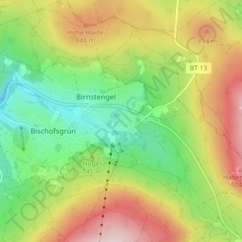 Fröbershammer topographic map, elevation, terrain