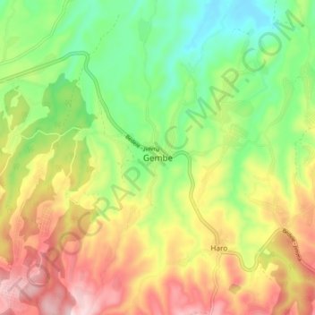 Gembe topographic map, elevation, terrain