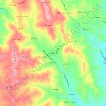 Aldeia do Rio topographic map, elevation, terrain