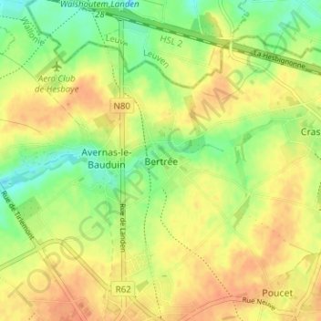 Bertrée topographic map, elevation, terrain