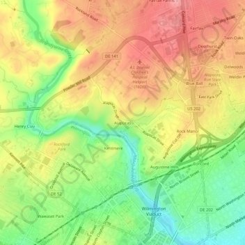 Alapocas topographic map, elevation, terrain