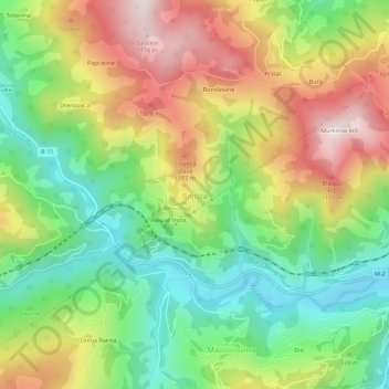 Bojišta topographic map, elevation, terrain