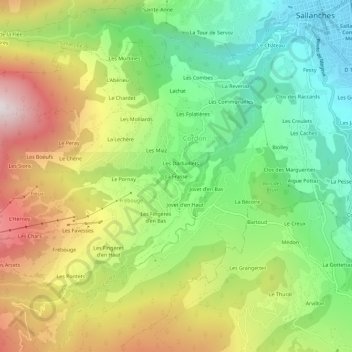 La Frasse topographic map, elevation, terrain