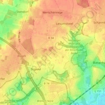 Osterhagen topographic map, elevation, terrain