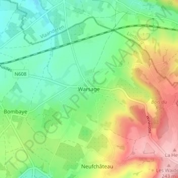 Warsage topographic map, elevation, terrain