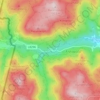 Joachimstal topographic map, elevation, terrain