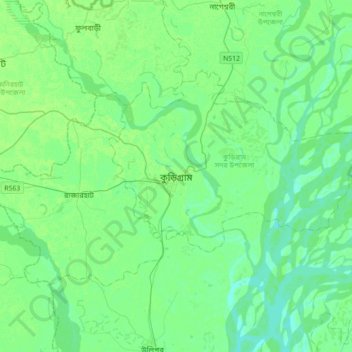 Kurigram topographic map, elevation, terrain
