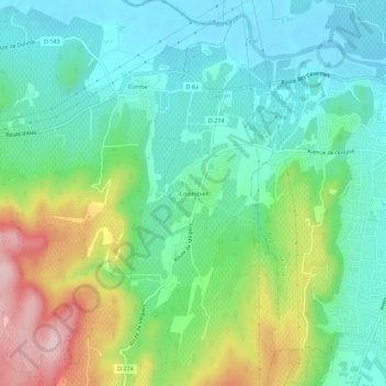 Colombier topographic map, elevation, terrain