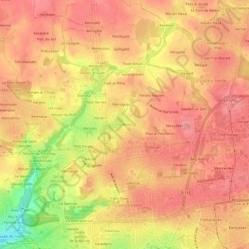 Le Restic topographic map, elevation, terrain