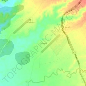 El Juncal topographic map, elevation, terrain