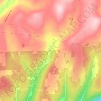 Dyke topographic map, elevation, terrain