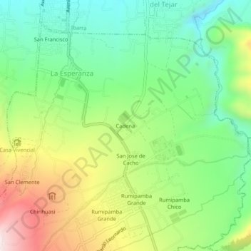 Cadena topographic map, elevation, terrain