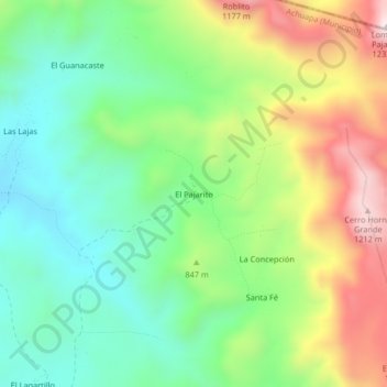 El Pajarito topographic map, elevation, terrain