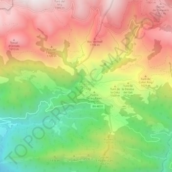 Castellar de n'Hug topographic map, elevation, terrain