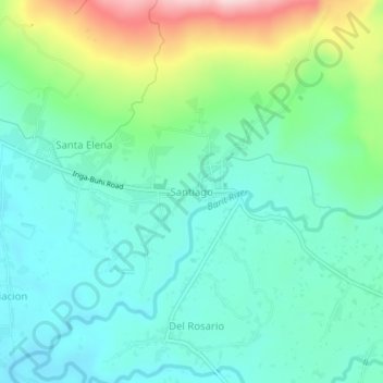 Santiago topographic map, elevation, terrain