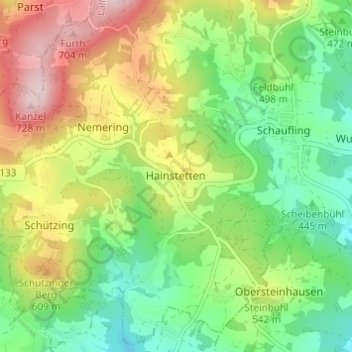 Hainstetten topographic map, elevation, terrain