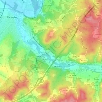 Lavaure topographic map, elevation, terrain