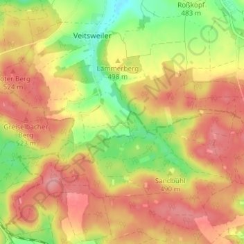 Bosacker topographic map, elevation, terrain