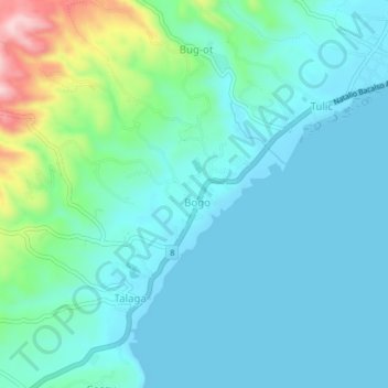 Bogo topographic map, elevation, terrain