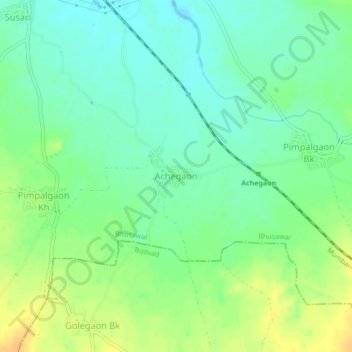 Achegaon topographic map, elevation, terrain