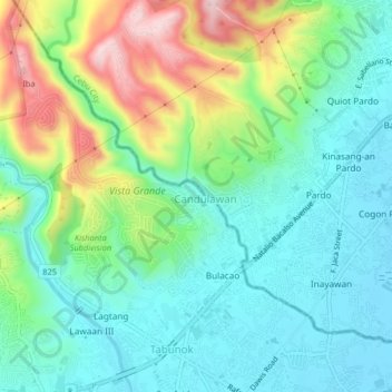 Candulawan topographic map, elevation, terrain