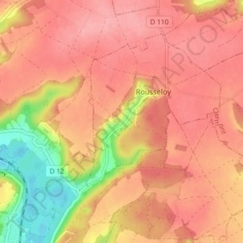 Flandre topographic map, elevation, terrain