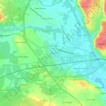 La Barthe topographic map, elevation, terrain