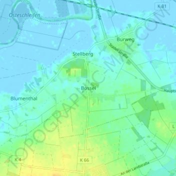 Bossel topographic map, elevation, terrain