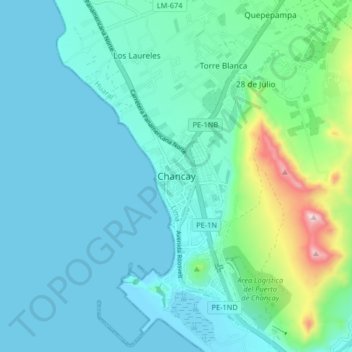 Chancay topographic map, elevation, terrain