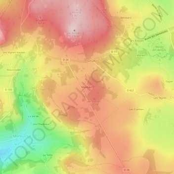 Montvert topographic map, elevation, terrain