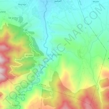 Sidi Hssaine topographic map, elevation, terrain