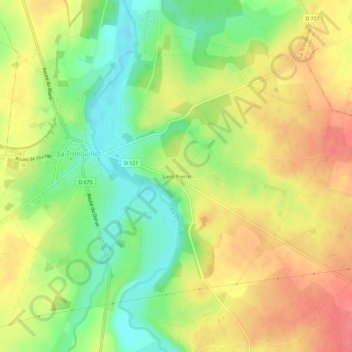 Saint-Pierre topographic map, elevation, terrain