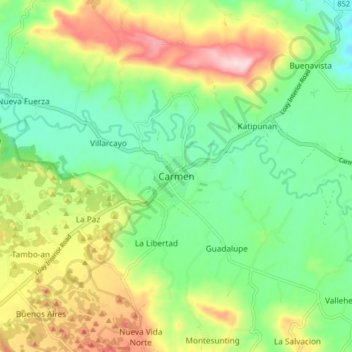 Carmen topographic map, elevation, terrain