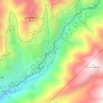 Pedregal topographic map, elevation, terrain