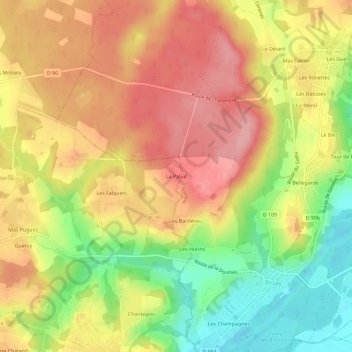 La Palud topographic map, elevation, terrain