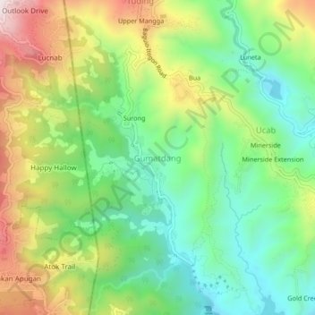 Gumatdang topographic map, elevation, terrain
