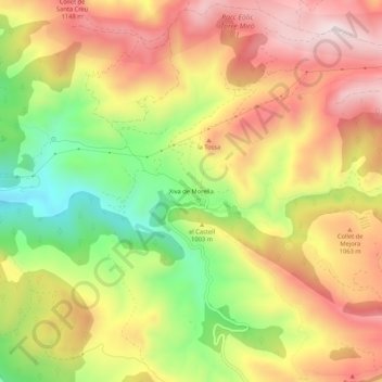 Xiva de Morella topographic map, elevation, terrain