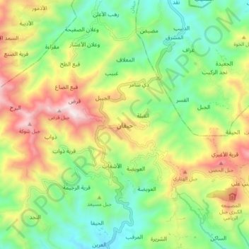 Hayfan topographic map, elevation, terrain