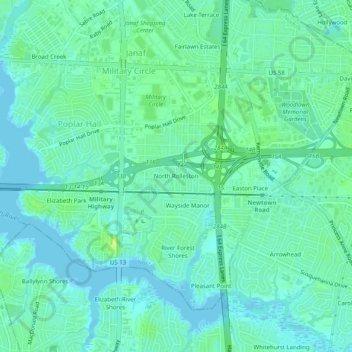 North Rolleston topographic map, elevation, terrain