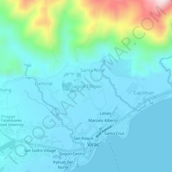 Sogod-Tibgao topographic map, elevation, terrain