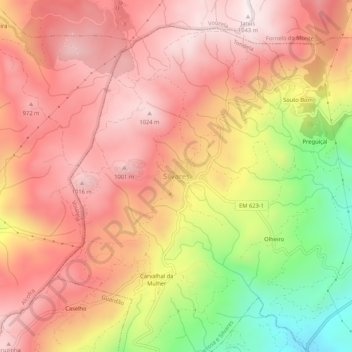 Silvares topographic map, elevation, terrain