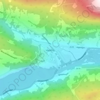 Vågåmo topographic map, elevation, terrain