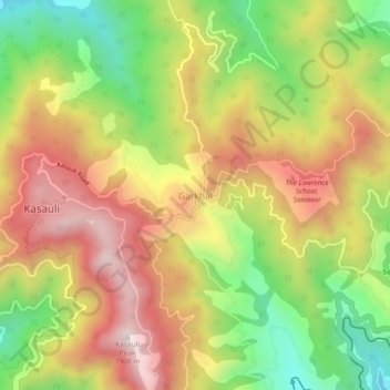 Garkhal topographic map, elevation, terrain