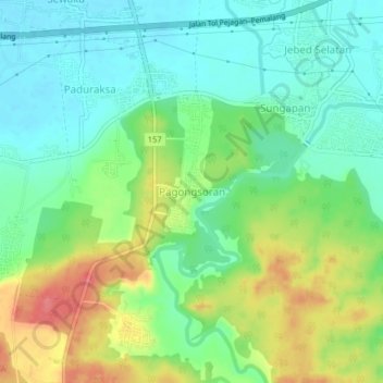 Pagongsoran topographic map, elevation, terrain