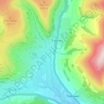 Felindre topographic map, elevation, terrain