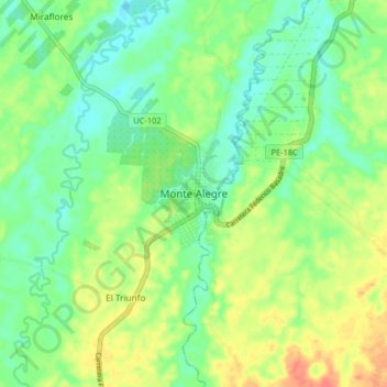 Monte Alegre topographic map, elevation, terrain