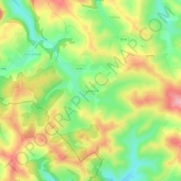 Jugăstreni topographic map, elevation, terrain