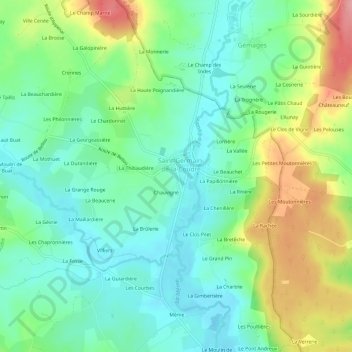 Le Clos topographic map, elevation, terrain